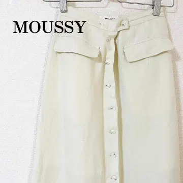 MOUSSY 프론트 오픈 버튼 롱 스커트 아이보리 린넨 혼방 사이즈 0