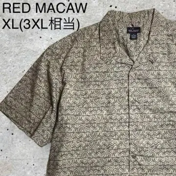 RED MACAW 반팔 셔츠 올 패턴 오픈 카라 오픈 카라 빅 실루엣