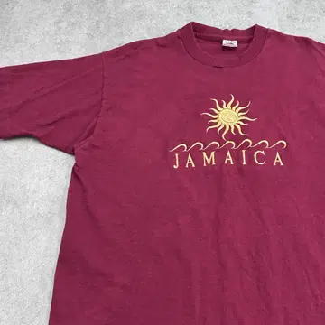 JAMAICA 자수 티셔츠 프룻 오브 더 룸 구제 의류 와인 레드 XL