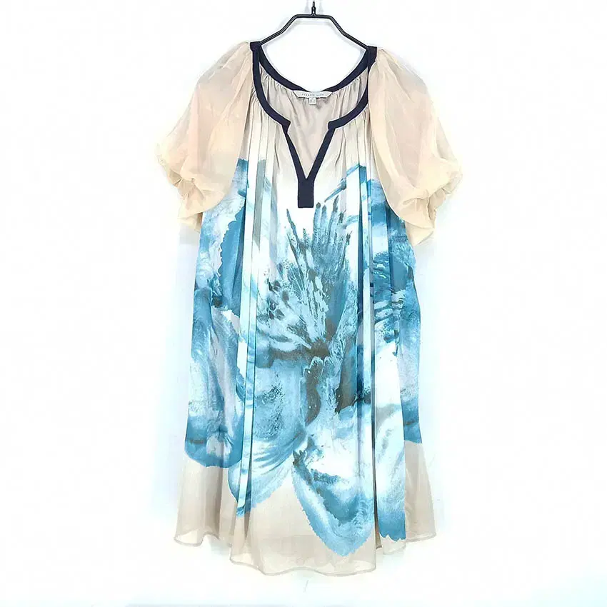 Plastic Island V-neck Chiffon Mini Onepiece Beige M (HU38641)