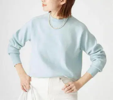 IENA Petit 스무스 크루넥 풀오버 블루 민트 상의