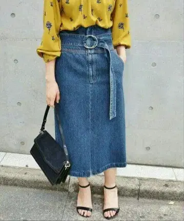 IENA 취급 커렌트 하이 웨스트 데님 스커트