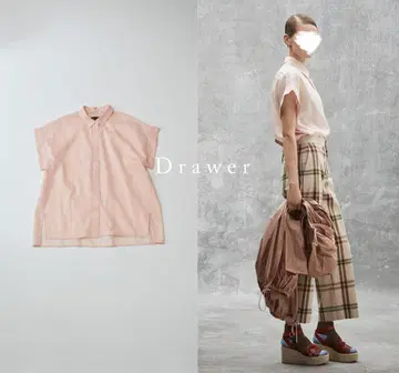 새상품급 Drawer 드로어 코튼 오간자 숏 슬리브 블라우스