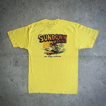 80년대 90년대 미국제 티셔츠 L 노랑 캘리포니아 SUNDOWN