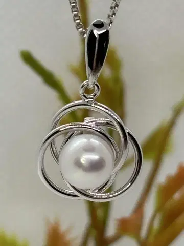싱글 볼 진주 SILVER 각인 (펜던트 목걸이 (740)