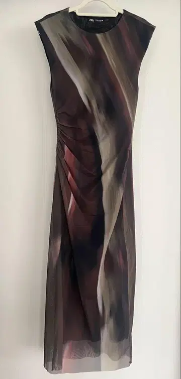 ZARA 오간자 롱 원피스 슬리브리스 파워 네트 S