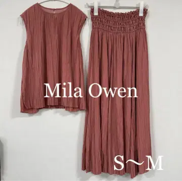 Mila Owen 허리 밴딩 스커트 와셔 셋업 (핑크)