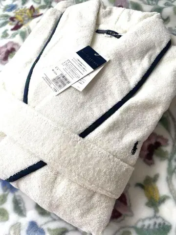 RALPH LAUREN 목욕 가운 L 사이즈 화이트 타탄 트림 로브