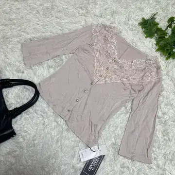 미사용 새상품 프랑코 페라로 7부 소매 가디건 그레이지 꽃무늬 레이스 S