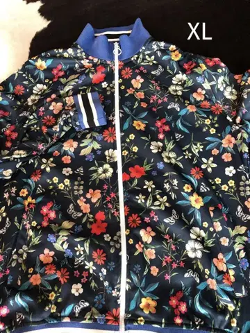 ZARA MAN 꽃무늬 보태니컬 올 패턴 트랙 자켓 저리 블루종
