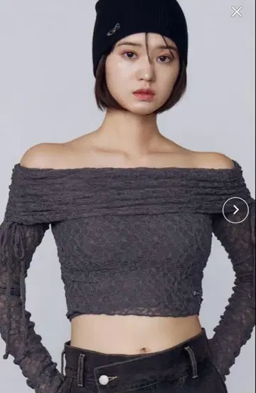 EMODA 에모다 레이스 오프숄더 그레이 상의 택 포함 미사용 새상품