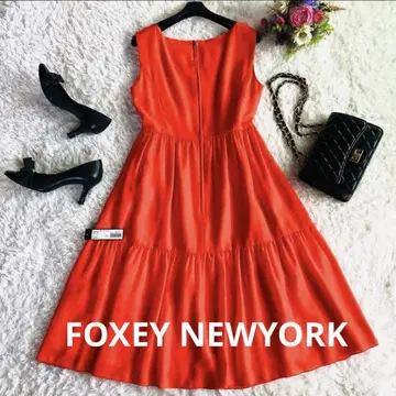 FOXEY NEWYORK 폭시 백 개더 드레스 토마토 레드 40