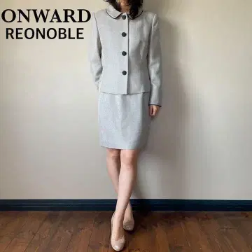 REONOBLE 스커트 수트 실크 혼방 9호 그레이 M 25