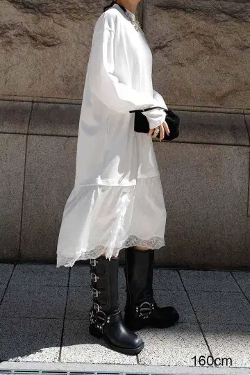마챗 티셔츠 레이스 원피스