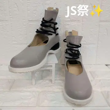 JS 하트 라벨 가죽 하이컷 부티 샌들 24cm