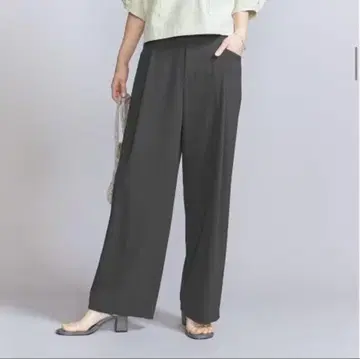 폴리에스테르 블렌드 백 밴딩 팬츠 스트레이트 슬랙스 유나이티드 애로우즈