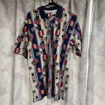 90년 mickey inc 빨간색 택 이후 미국 국기 미키 폴로 셔츠