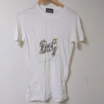 D&G 스팽글 로고 화이트 티셔츠
