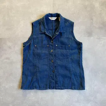 구제 의류 90s LL.Bean 인디고 린넨 베스트 cityboy