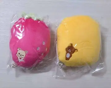 새상품 봉제 인형 코리락쿠마 딸기 비즈 쿠션 리락쿠마 옐로우 컬러
