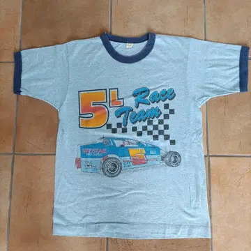 유즈드 빈티지 마블링 링거 티셔츠 5L Race Team