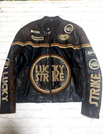 LUCKY STRIKE 리얼 가죽 레이싱 자켓 사이즈 M