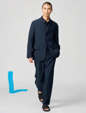 유니클로 C 감동 턱 팬츠 네이비 UNIQLOC 사이즈 L