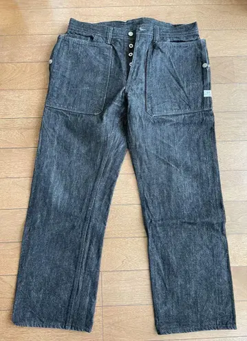 사사프라스 폴 리프 팬츠 블랙 데님 셀비지 XL