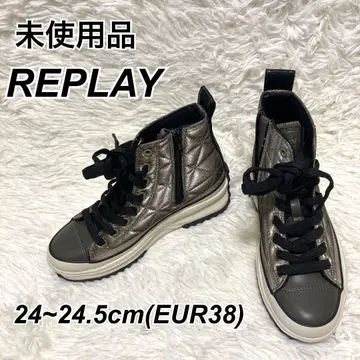 미사용 REPLAY 리플레이 사이드 지퍼 퀼팅 하이컷 스니커즈