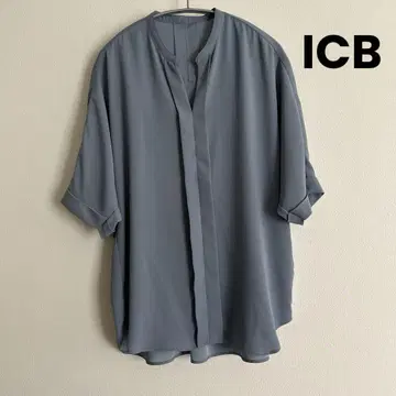 ICB 키 넥 셔츠  짙은 블루  온워드 카시야마  블라우스
