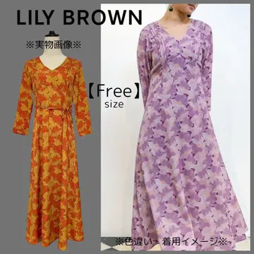 LILY BROW 릴리 브라운 꽃무늬 롱 원피스 V넥 9부 소매