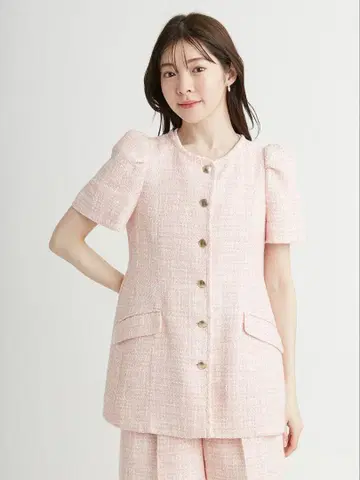 셀포드 팬시 트위드 페플럼 자켓