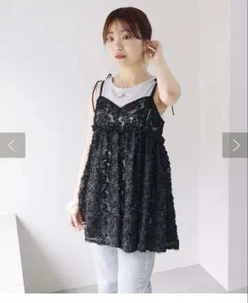 Kastane 웨이브 자수 튤 튜닉
