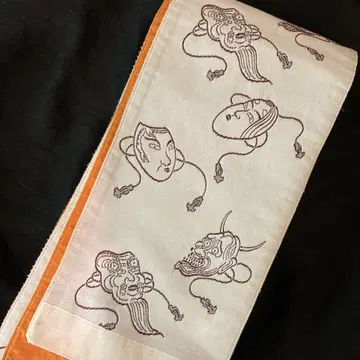 노면 자수 리버서블 반폭 오비
