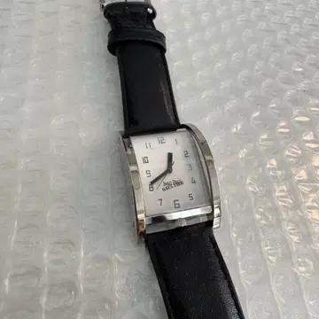 JEAN PAUL GAULTIER 시계 실버 블랙 가죽 벨트
