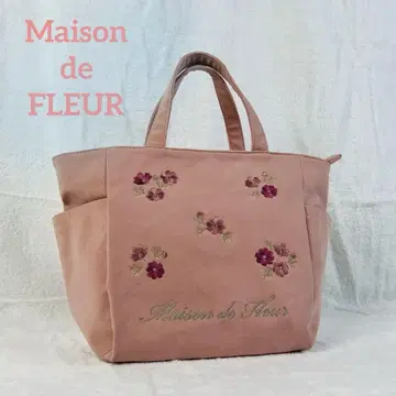 Maison de FLEUR 메종 드 플뢰르 꽃 자수 핑크 토트백