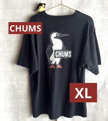 CHUMS 백 프린트 티셔츠 XL 블랙 인기 우먼 스트랩 포함