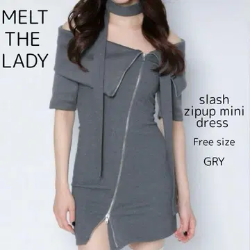 MELT THE LADY 슬래시 지퍼 미니 드레스 그레이 프리 사이즈