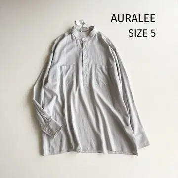 AURALEE 그레이 밴드 카라 셔츠 사이즈 5