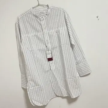 어반 리서치 밴드 카라 코튼 스트라이프 셔츠
