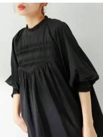 써니 라벨 턱 요크 코튼 스탠드 카라 블라우스