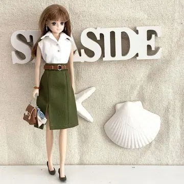 제니 의상 6종 세트 핸드메이드 27cm 인형 카키색 타이트 스커트