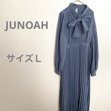 JUNOAH 주노아 리본 보타이 타입 플리츠 원피스 리본 포함