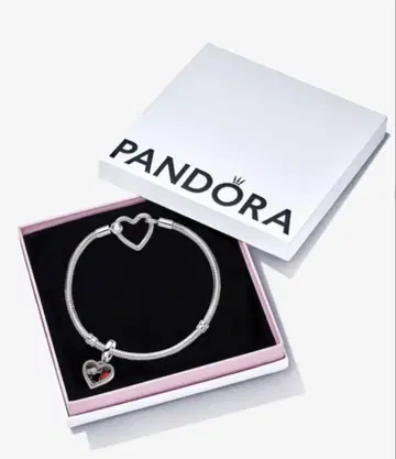 Pandora 하트 참 포함 팔찌