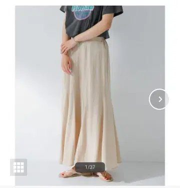 써니 라벨 린넨 같은 플레어 머메이드 스커트 베이지
