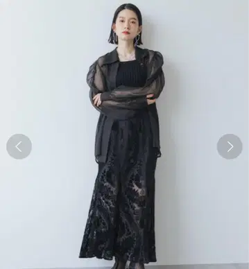 HARE 시어 자카드 머메이드 스커트 블랙 롱 스커트