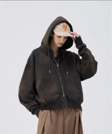헤비 웨이트 더블 지퍼 후디 브라운 1 soerte