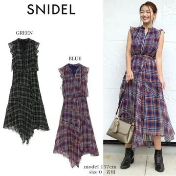 SNIDEL 체크 패턴 디자인 롱 원피스