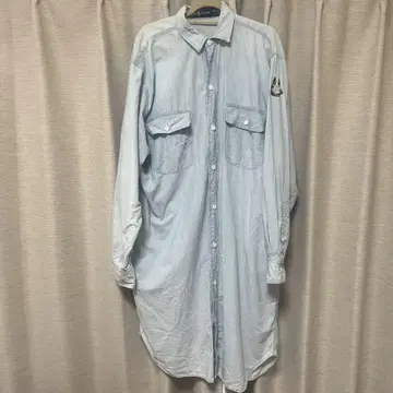 폴로 랄프로렌 자수 라이트 블루 긴팔 롱 셔츠