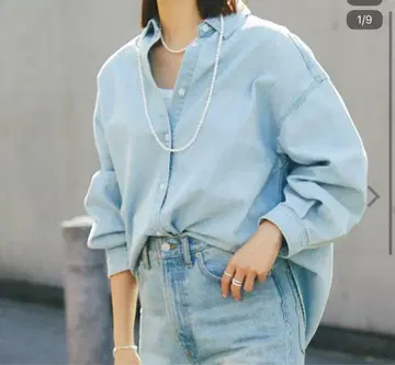 RIVE DROITE 라이트 블루 데님 오버 사이즈 셔츠